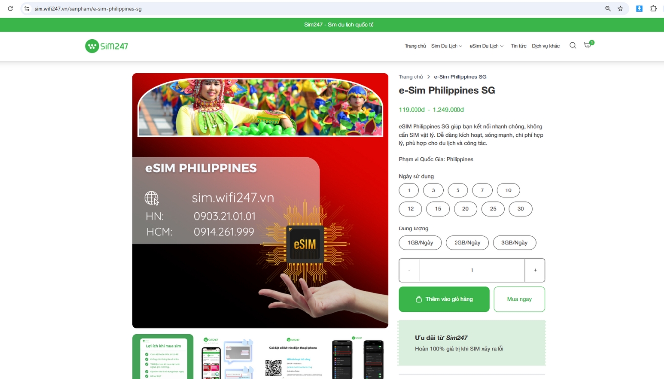 eSIM Philippines không giới hạn dung lượng